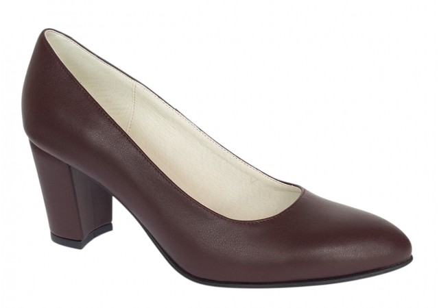 Pantofi eleganti dama din piele naturala box, toc 7 cm - Model Selena NA87BORDOP